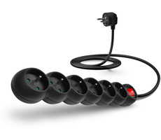 CONNECT IT predlžovací kábel 230 V 6 zásuviek 2 ms vypínačom (čierna)