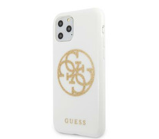 Guess 4G Glitter Circle Zadný Kryt pre Apple iPhone 11 Pro Max bielo-zlatá / dopredaj