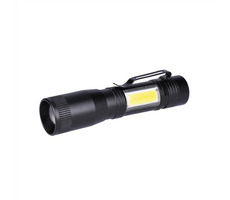 Solight WL115 LED kovová svietidlo 3W + COB čierna / 150 + 60lm / AA