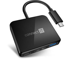 CONNECT IT USB-C hub 3v1 čierna / USB / USB-C / HDMI