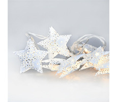 Solight 1V224 LED reťaz vianočné hviezdy / kovové / biele / 10LED / 1m / 2x AA / IP20