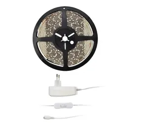 Solight WM51-65T LED svetelný pás s testrom / 5m / sada s 12V adaptérom / 4.8Wm / IP65 / teplá biela