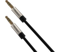 YENKEE YCA 402 BSR Stereo audio AUX krútený kábel s 3.5 mm jack konektorom / 2x 3.5 mm jack MM / 1.8m