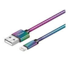 YENKEE YCU 651 USB 2.0 na Lightning kábel dúhová / dĺžka 1m / oceľový oplet kábla / 2.4A