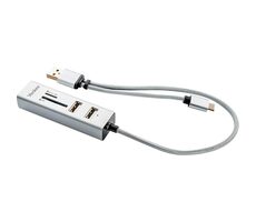 YENKEE YHC 103SR USB C OTG HUB + čítačka biela / 3x USB 2.0 / 1x USB-C / čítačka MicroSD a SD kariet