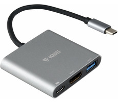 YENKEE YTC 031 Hub strieborná / HDMI / USB-C / USB-A / 4K / 5 Gbps 