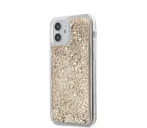GUESS 4G Liquid Glitter Zadný Kryt pre Apple iPhone 12 mini zlatá
