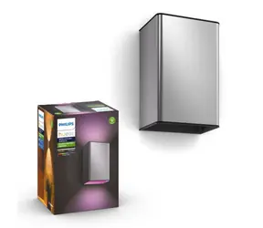 Philips Hue Resonate LED 2x8W nerez / vonkajšie nástenné svietidlo / 1200lm / 2000-6500K / RGBW / IP44