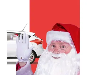 ThumbsUp! Ride With Santa / odnímateľná samolepka na okno automobilu
