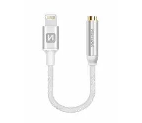 SWISSTEN TEXTILE Audioadaptér Lightning - 3.5mm jack 0.15m strieborná