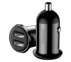 Baseus CCALLP-01 Grain Pro Dual USB nabíjačka do auta čierna / 5V / 2.4A / 2x USB-A / do autozapaľovača