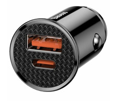 Baseus CCALL-YS01 Circular nabíjačka do auta čierna / 30W / 1x USB-A + 1x USB-C / 5A
