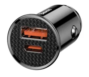 Baseus CCALL-YS01 Circular nabíjačka do auta čierna / 30W / 1x USB-A + 1x USB-C / 5A