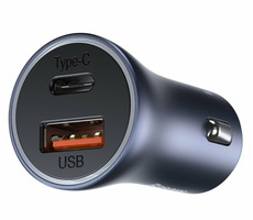 Baseus TZCCJD-0G Golden Contactor Dual USB nabíjačka do auta šedá / 40W / 1x USB-A + 1x USB-C / 3A