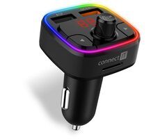 CONNECT IT CarRGB Bluetooth transmitter čierna / 12&amp;24V DC / 2x USB / MicroSD / Bluetooth / RGB LED / FM: 87.5 - 108 MHz