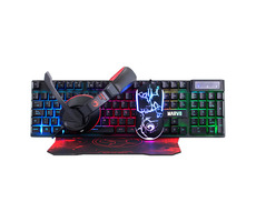 Marvo CM409 čierna / herná sada: klávesnica + myš + slúchadlá + podložka pod myš / USB / podsvietenie / US layout