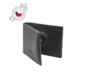 FIXED Wallet for AirTag Kožená peňaženka z pravej hovädzej kože čierna