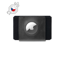 FIXED Tiny Wallet for AirTag Kožená peňaženka z pravej hovädzej kože čierna