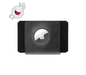 FIXED Tiny Wallet for AirTag Kožená peňaženka z pravej hovädzej kože čierna