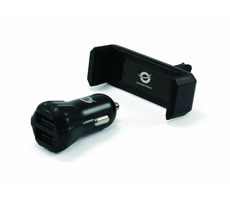 Conceptronic CUSBCAR2AKIT nabíjací kit do auta čierna / nabíjačka (12V&amp;24V) 2x USB-A / univerzálny držiak telefónu