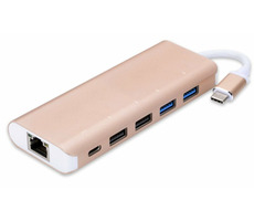 PremiumCord USB3.1 Gigabit RJ45 adaptér / húb 4x USB2.0 samica / 1x PD