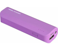 RealPower PB-2600 fialová / Powerbanka 2600 mAh / LED / USB / 5V / 1A