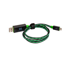 RealPower USB kábel USB 2.0 USB-A - Micro-B 75 cm LED zelená