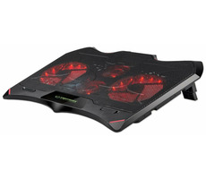 Esperanza EGC102 Buran herná chladiaca podložka pod notebook čierno-červená / 4 ventilátory / červené LED podsvietenie 