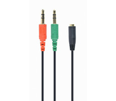 Gembird CCA-418 audio 3.5 mm jack adaptér / 3.5 mm 4-pin (F) - 2x 3.5 mm 3-pin jack (M)