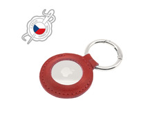 FIXED Case for AirTag Puzdro z pravej hovädzej kože s karabínou červená