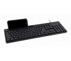 Gembird KB-UM-108 čierna / multimediálna drôtová klávesnica / USB-A / US layout / držiak telefónu