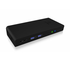 IcyBox IB-DK2251AC dokovacia stanica pre notebook čierna / 4x USB 2.0 / LAN / 3.5 mm jack