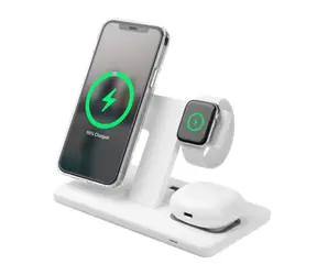 FIXED MagPowerstation Stojanček s bezdrôtovým nabíjaním Magsafe pre 3 zariadenia biela