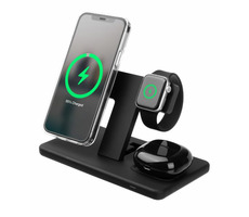 FIXED MagPowerstation Stojanček s bezdrôtovým nabíjaním Magsafe pre 3 zariadenia čierna