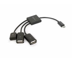 Gembird UHB-OTG-02 Micro-USB OTG Hub čierna / 3x USB-A (F) / 1x Micro-USB (M)