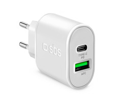 SBS Cestovný adaptér USB-C PD 20 W &amp; USB AFC 18 W biela