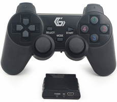 Gembird JPD-WDV-01 Bezdrôtový Gamepad pre PC &amp; PS2 &amp; PS3 čierna / 12 tlačidiel / 4smerný D-Pad / 2x thumbstick