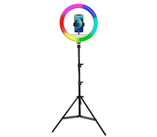 Powerton WPRL2RGB - Kruhové svetlo 13&quot; RGB LED veľké / nastavenie teploty a svietivosť &amp; držiak telefónu a statív