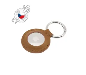 FIXED Case for AirTag Puzdro z pravej hovädzej kože s karabínou hnedá