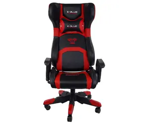 E-BLUE COBRA čierno-červená / syntetická koža / kolieska / nastaviteľná / BT reproduktory / nosnosť až 120 kg