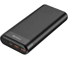 Sandberg Powerbank PD65W QC 20000mAh čierna / max, 20V / max. 3.25A / 1x USB-C / 2x USB-A / 65W