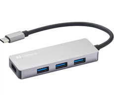 Sandberg Saver USB-C HUB strieborná / 1x USB 3.0 a 3x USB 2.0