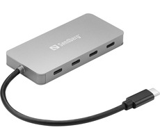 Sandberg USB-C HUB strieborná / 4x USB-C 3.0 / 15 cm