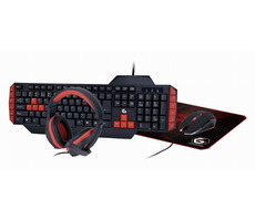 Gembird GGS-UMG4-02 čierna / klávesnica + myš + podložka + slúchadlá / US layout / USB-A / 1000 DPI