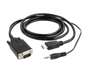 Gembird A-HDMI-VGA-03-10 adaptér HDMI-A (M) na VGA (M) + 3.5 mm audio čierna / kábel 3m