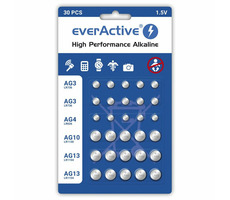 EverActive Alkalické gombíkové batérie sada 30 ks / 10xG3(LR41) / 5xG4(LR626) / 5xG10(LR1130) / 10xG13(LR1154)