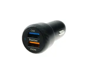 TrueCam rýchlonabíjačka do auta čierna / USB / 2.4A &amp; 3A / pre autokamery TrueCam
