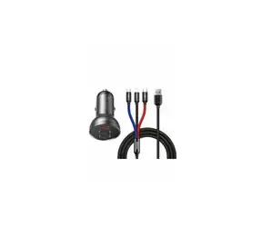 Baseus Digital Display 2-portová USB nabíjačka do auta čierna + 3v1 / 1.2m