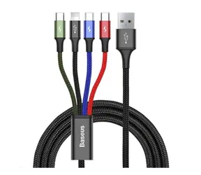 Baseus CA1T4-B01 Fast 4v1 čierna / 2x USB-C / micro USB / Lightning / 1.2m