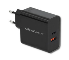 Qoltec 51716 adaptér 63W čierna / 5-20V / 1.5-3A / USB typ C PD / USB QC 3.0
